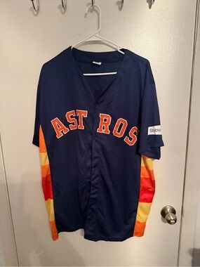 Majestic Houston Astros Navy Blue Orange Gradient Jersey